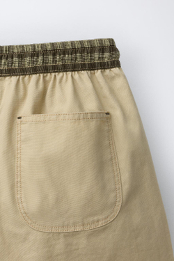ZARA ХОЛЩОВЫЕ ШОРТЫ-БЕРМУДЫ, ХАКИ
