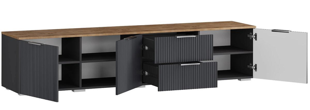 ТВ-тумба Салерно 1 (МДФ) SF-019 Графит Серый графит 0162 РЕ 197*42*43 см, Серый   Фиеста