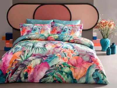 Комплект постельного белья ТАЧ Сатин Digital 1-спальный "JUPITER" V01-Зеленый