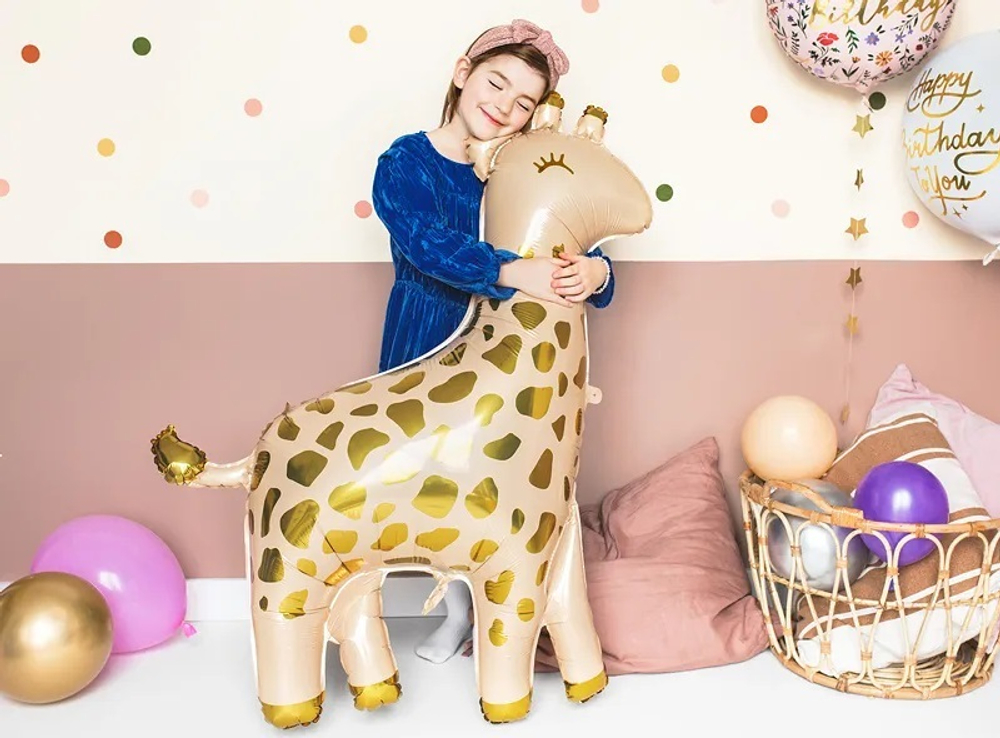 Шар (45''/114 см) Фигура, Жираф, Бежевый/Золото, А019