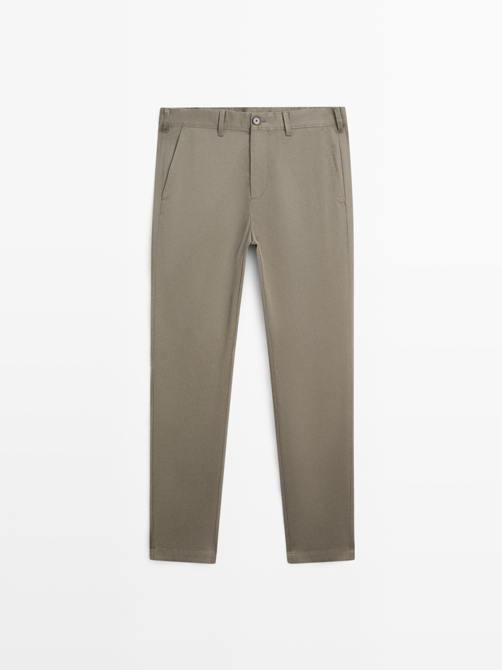 Massimo Dutti Зауженные брюки из смесовой хлопковой ткани, зеленый