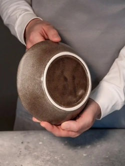 Набор из 2 тарелок мятый фарфор серая глубокая