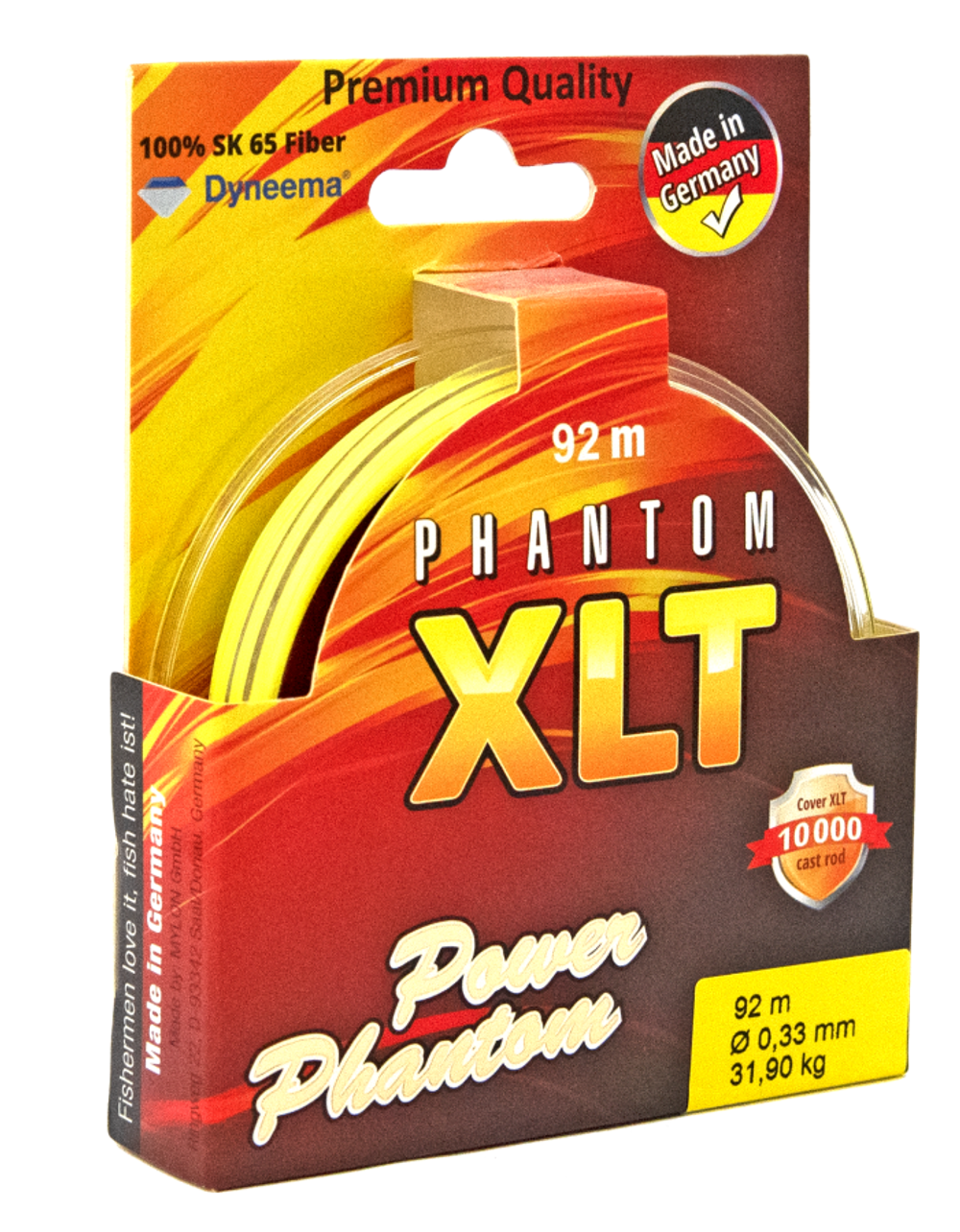 Шнур Power Phantom 4x, XLT, 92м, желтый, 0,33мм, 31,9кг