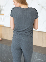 Женский домашний комплект с кружевным декором (Размер: XL) (Цвет: серый)