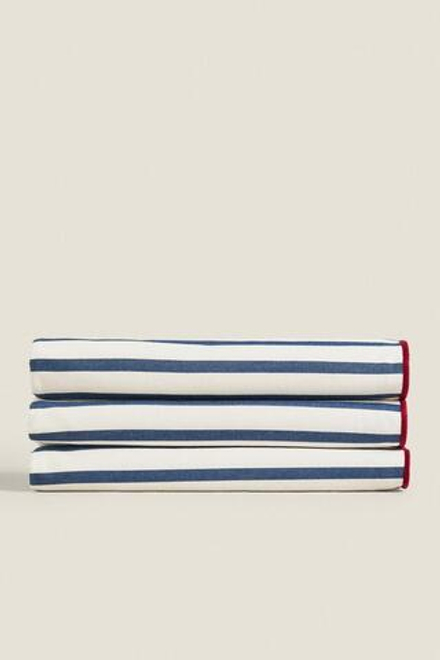 ZARA HOME ОВЕРЛОЧНАЯ ПОЛОСАТАЯ СКАТЕРТЬ, СИНИЙ