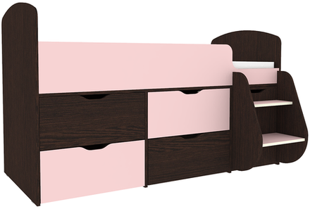 Кровать-чердак КарИВи Малыш 7 Венге Розовый