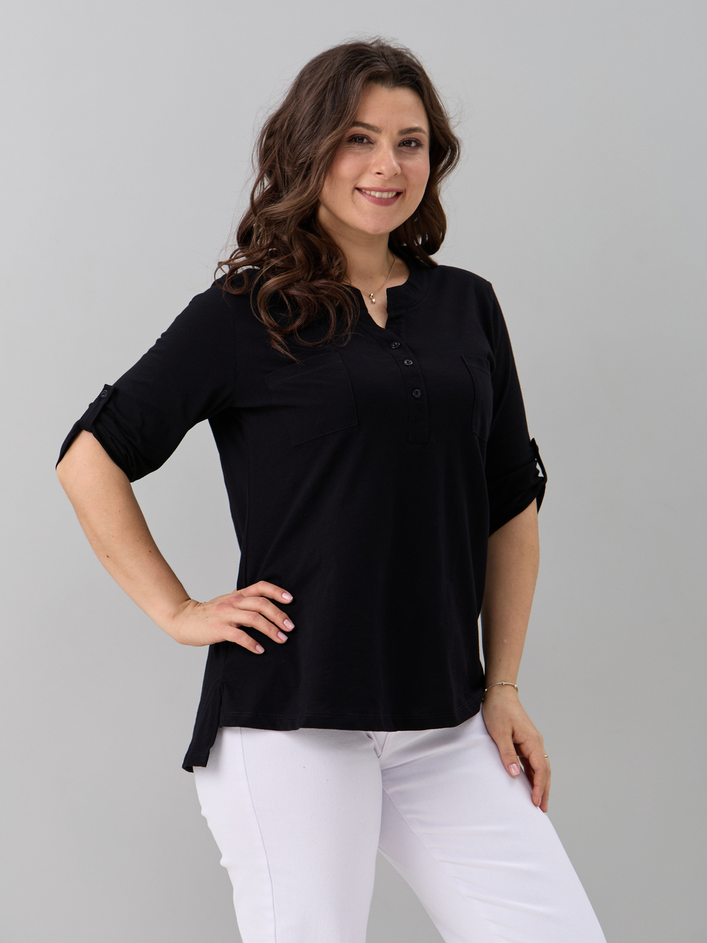 Блузка БЛ-131/фламли-черный