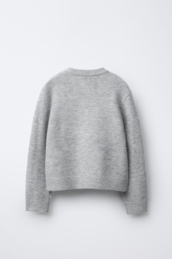 ZARA Х CHAMPION ® ТРИКОТАЖНЫЙ КАРДИГАН С НАШИВКАМИ, СЕРЫЙ МЕЛАНЖ