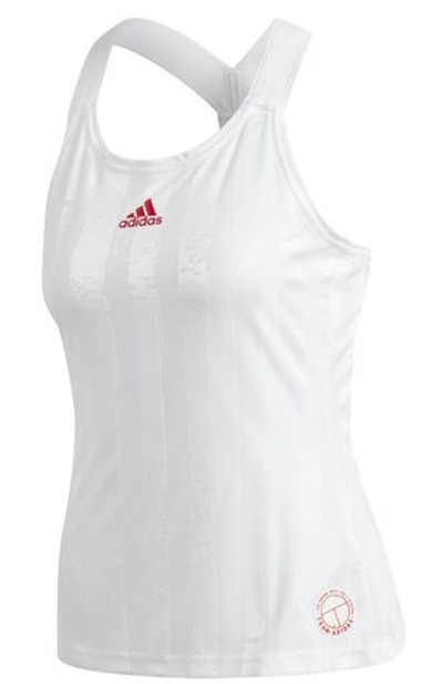 Женский топ теннисный Adidas Y-Tank ENG W - white/scarlet