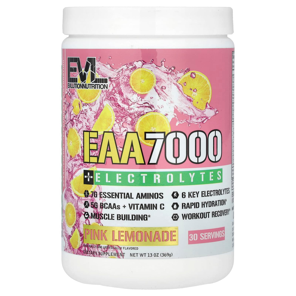 EVLution Nutrition, EAA 7000 + электролиты, розовый лимонад, 369 г (13 унций)
