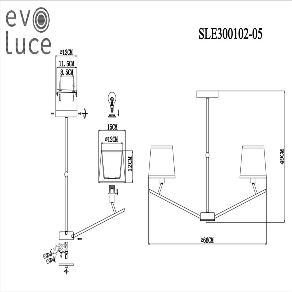 SLE300102-05 Светильник потолочный Никель/Белый E14 5*40W