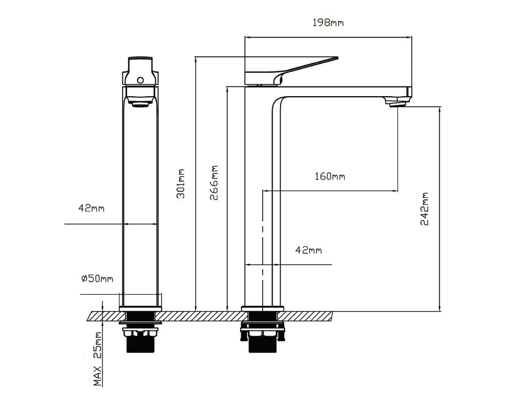 Смеситель для раковины Vincea Arco VBF-4AR02MB, черный матовый