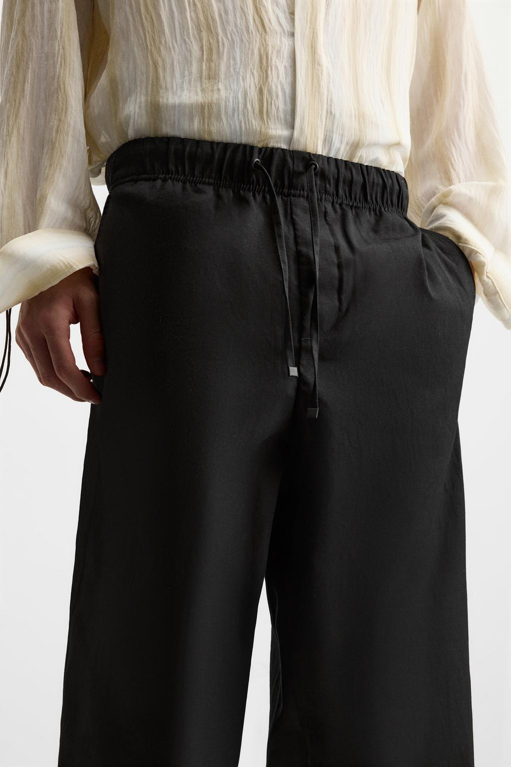 Брюки relaxed fit из хлопка и льна