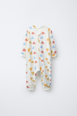 ZARA КОМБИНЕЗОН С ПРИНТОМ «ПТИЧКИ» И ТРАНСФОРМИРУЕМЫМИ СТУПНЯМИ, ЭКРЮ