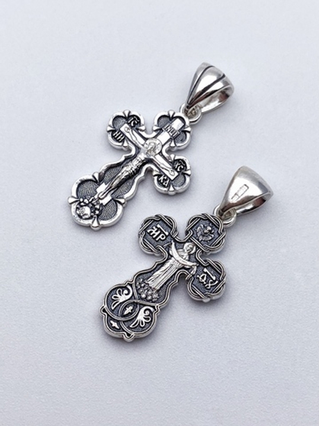 Крест из серебра/Чернение/С подвижным ухом/Покров ПБ