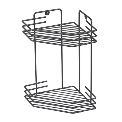 Полка 2-х ярусная угловая 20,5*20,5*31,5см, термопластичное покрытие графит