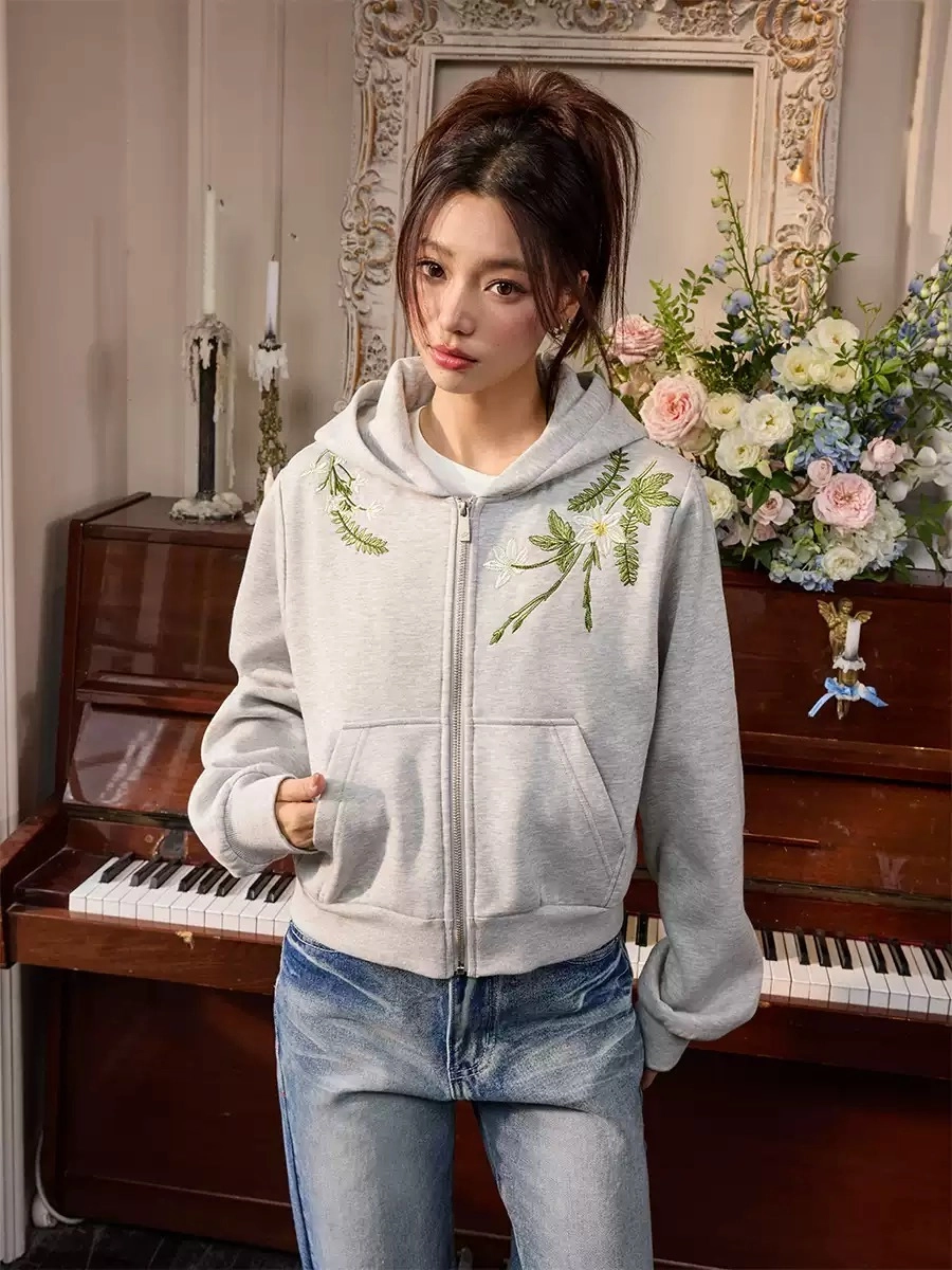 Женское худи HARSHandCRUEL "Flowers" Cropped Zip Hoodie