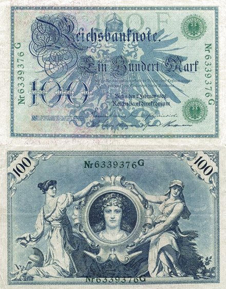 Германия 100 Марок 1908 Аллегорические женщины XF
