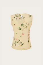 ТОП ИЗ ЖЕЛТОГО ШЕЛКА С АВТОРСКИМ ПРИНТОМ