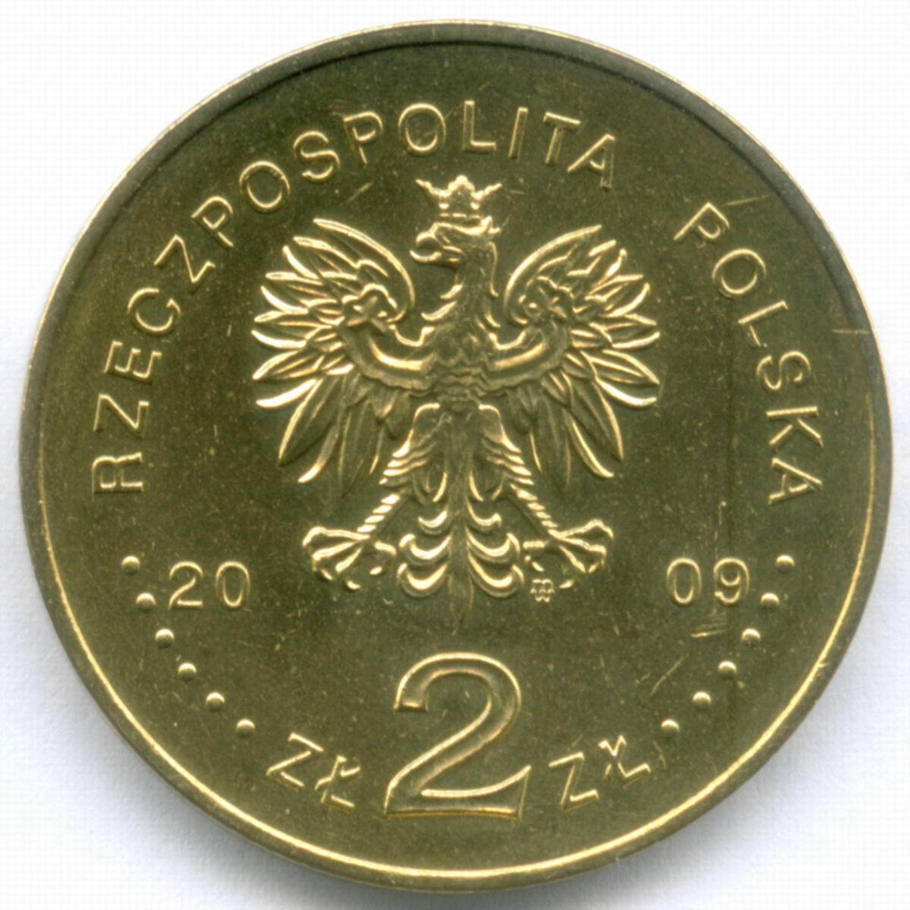 2 злотых 2009 год. Польша. 25 лет со дня смерти блаженного Ежи Попелушко. Латунь, диаметр 27 мм. AUNC