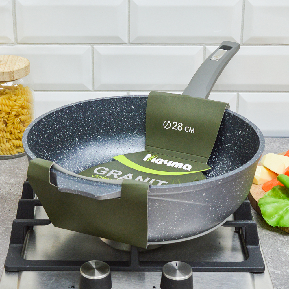 Сотейник 28см Гранит с несъемной ручкой без крышки