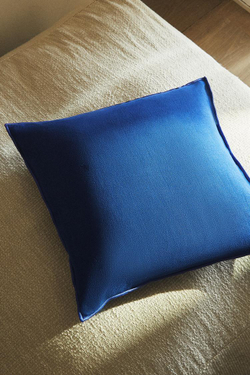 ZARA HOME ЧЕХОЛ НА ПОДУШКУ С ОВЕРЛОКОМ, СИНИЙ