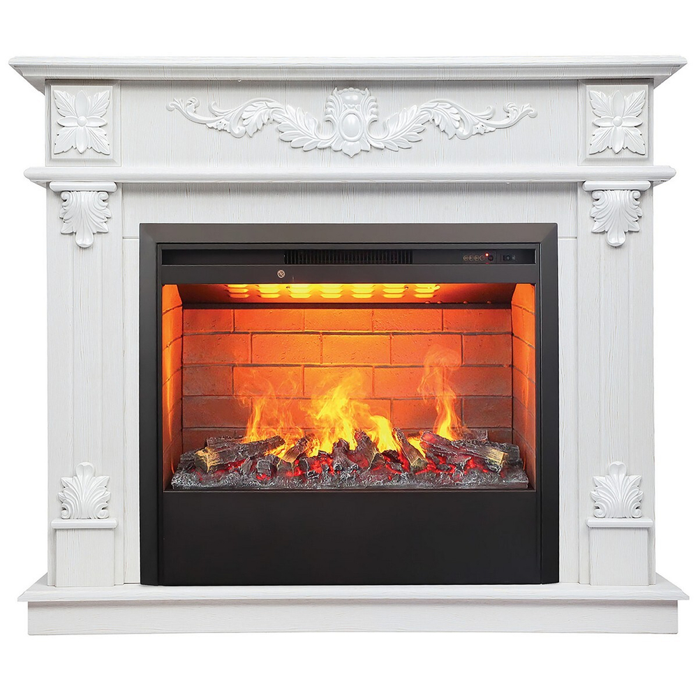 Электрокамин RealFlame Philadelphia 25,5/26 WT белое золото с очагом 3D Helios 26