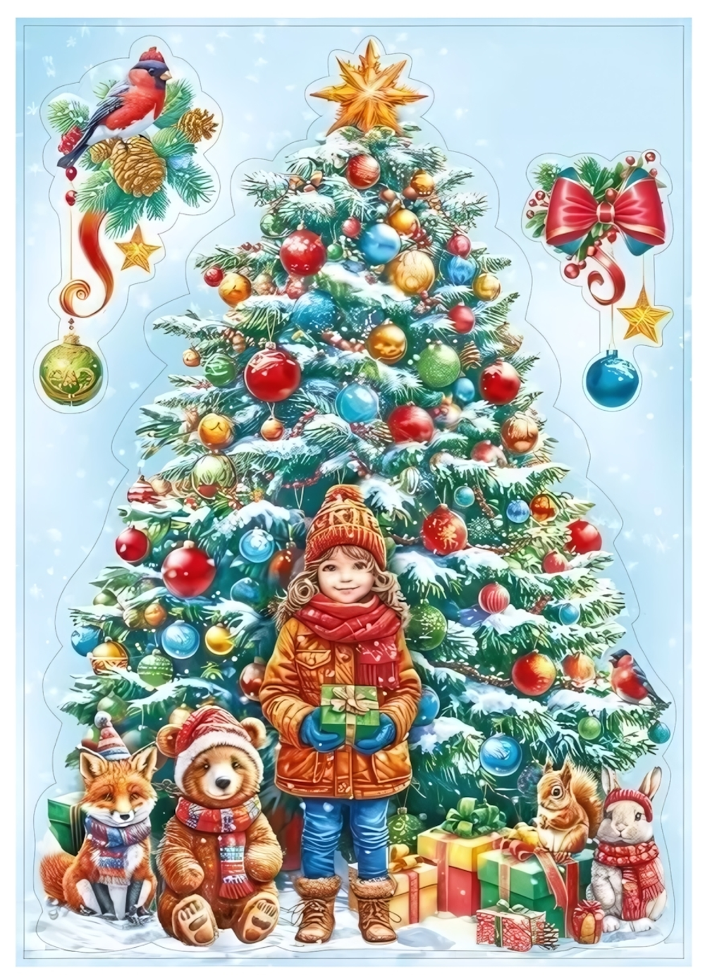 Наклейки двусторонние А4 "Новогодняя ёлка" 70000869 (Мир поздравлений)