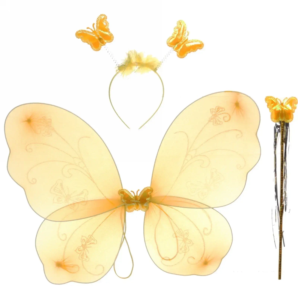 Карнавальный набор (крылья, ободок, палочка) «Фея Бабочка» (крылья 45*40 см), Жёлтый