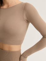 Бесшовный кроп топ с длинным рукавом
