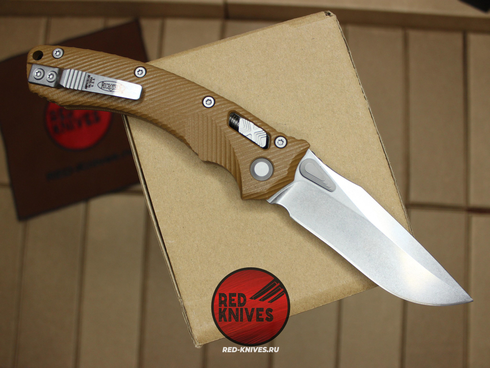 Нож Microtech Amphibian G10 - песочная рукоять G10, клинок стоунвош RK/459