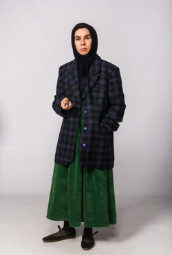 Капюшон из альпака темно-синего цвета