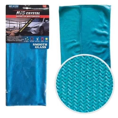 Салфетка микрофибра для стекол и зеркал (35х40см) AVS MF-6106 (1шт.)