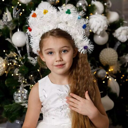 Ободок Елочные игрушки мишура белая