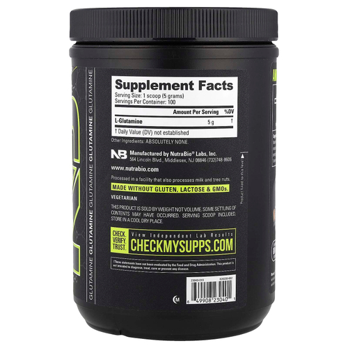 NutraBio, Глутамин, 500 г (1,1 фунта)
