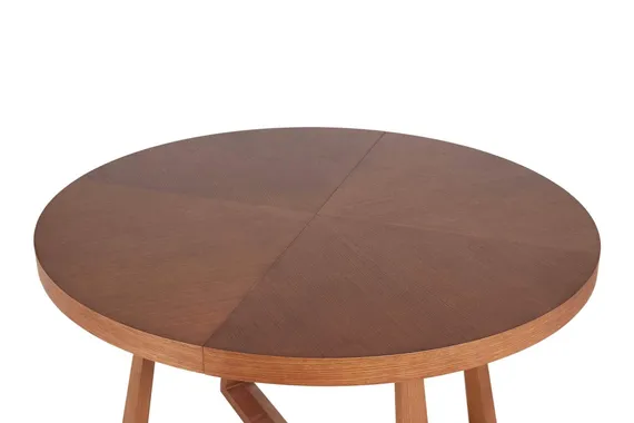 Раздвижной обеденный стол Brave Ø120-160 см, шпон дуба темный