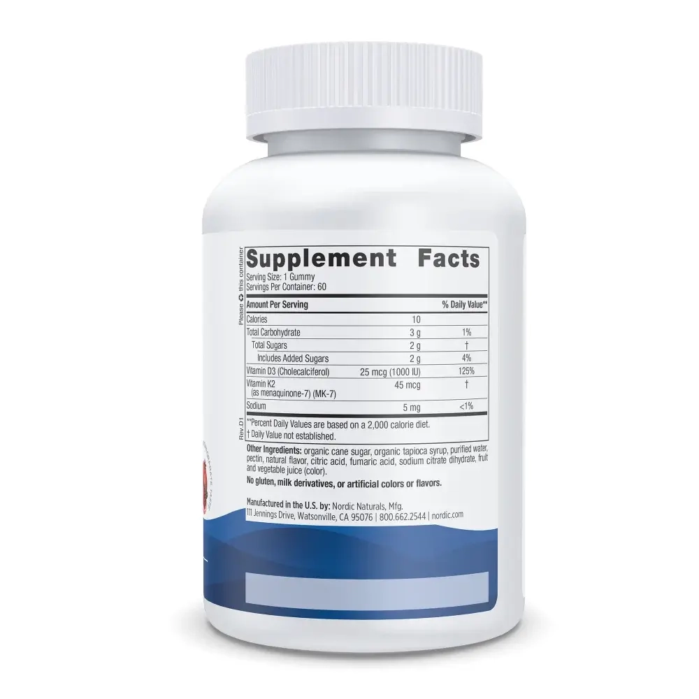 Vitamin D3+K2 60 Gummies Nordic Naturals