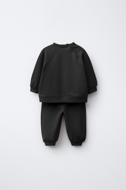 ZARA КОМПЛЕКТ: ТОЛСТОВКА И БРЮКИ-ДЖОГГЕРЫ, ЧЕРНЫЙ