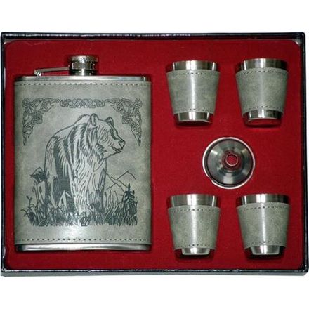 Набор Медведь (фляжка 240 мл + 4 стопки) (А08) GT