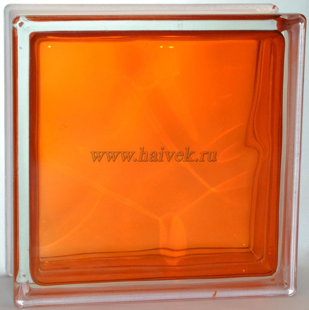 Стеклоблок оранжевый волна Vitrablok 24х24х8