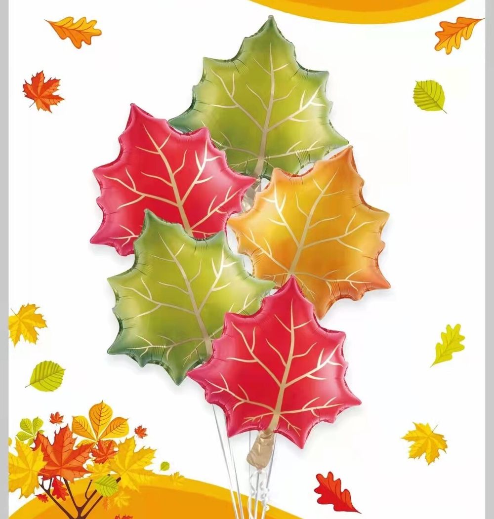 Шар (24''/61 см) Фигура, Кленовый лист, Красный, 1 шт.