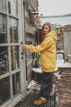 Худи на молнии с начесом, «Горчица»