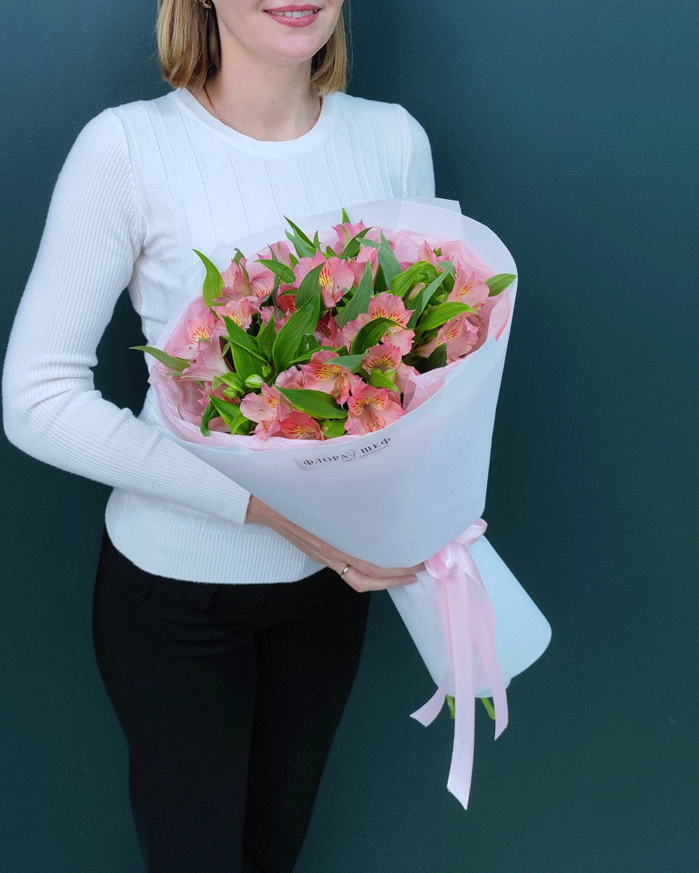 Букет альстромерия розовая 5шт(00164)