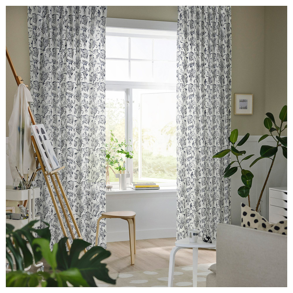 Комплект штор IKEA DOVREFIBBLOR (ДОВРЕФИББЛОР), Белый с рисунком, 145x250 см, 2 шт