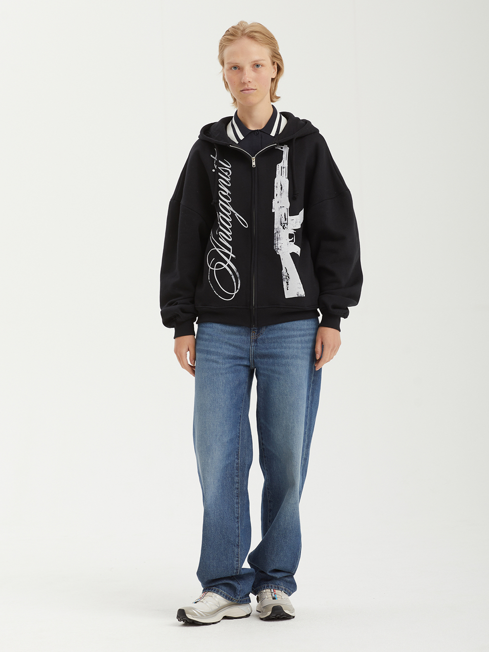 Женская Толстовка Rogue Heart Black Gun Graphic Oversized Zip Up
