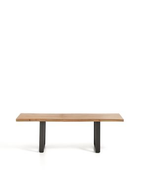 Скамейка Uxue из массива акации с черными стальными ножками, 140 x 45 см