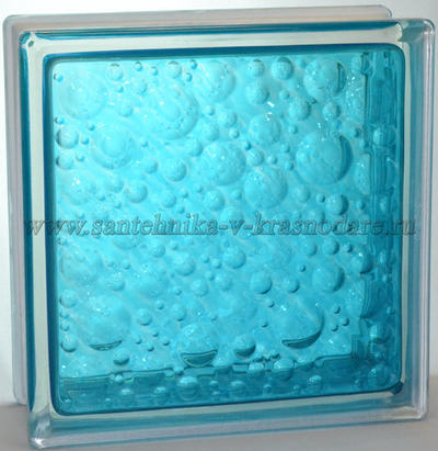 Стеклоблок савона бирюза окрашенный изнутри  Vitrablok  19x19x8