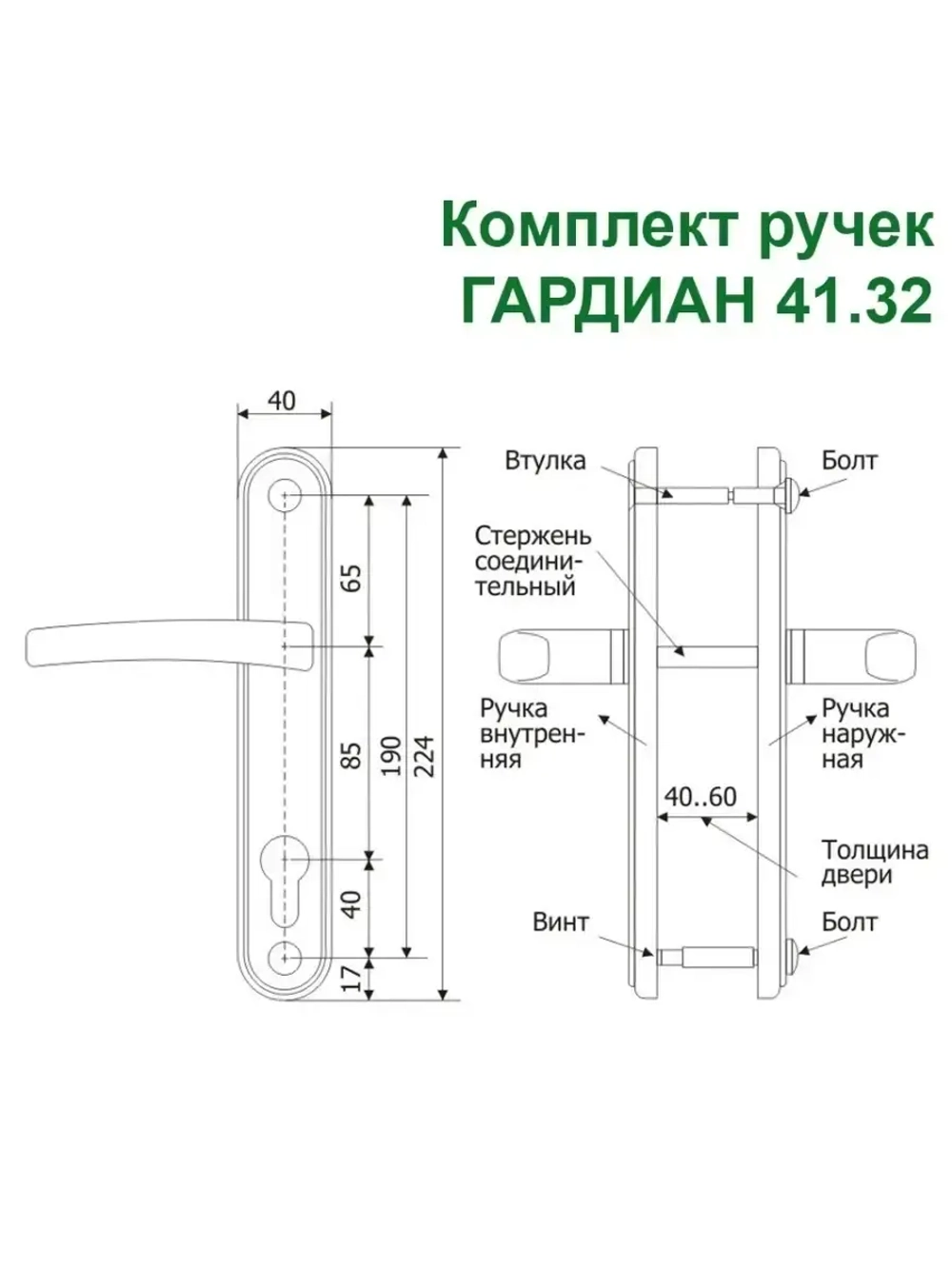 Дверная ручка на планке Гардиан 41.32 ВЕГА, черный