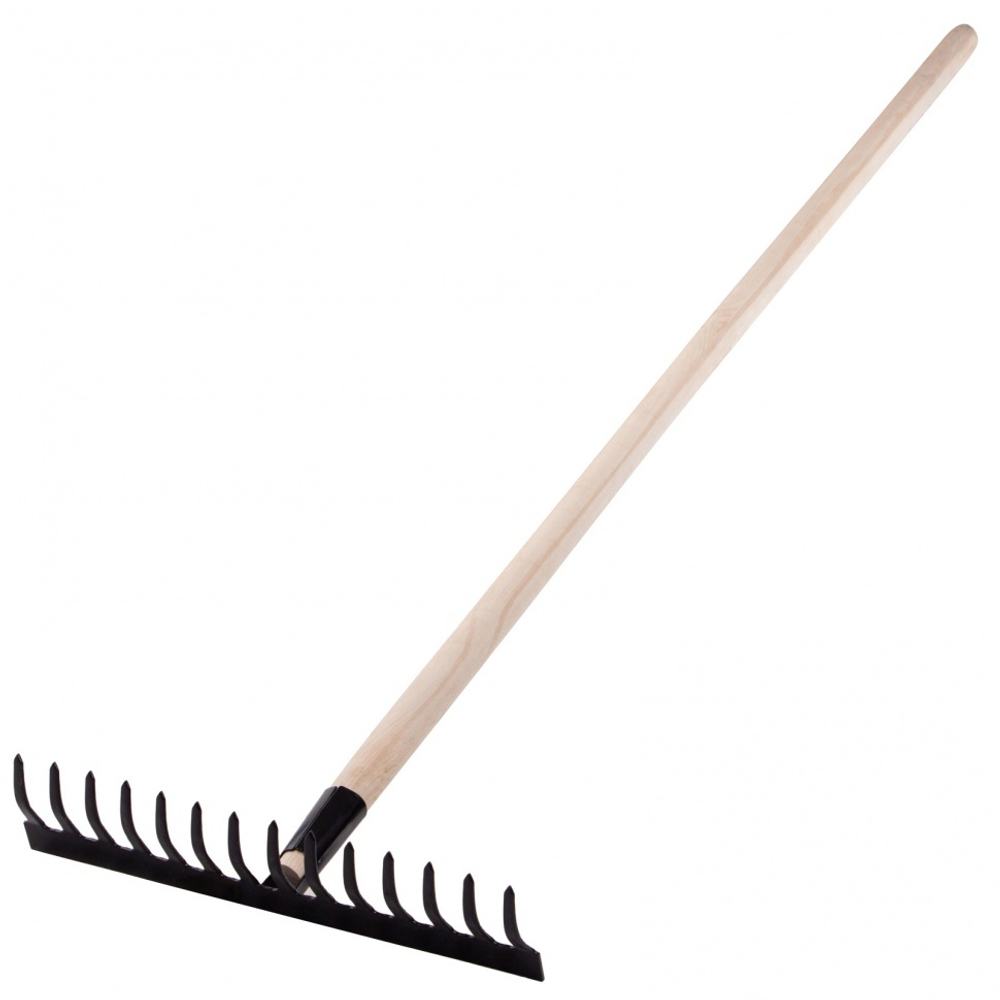 Грабли стальные, 360х1300 мм, 14 прямых зубьев, деревянный черенок, Россия, Сибртех
