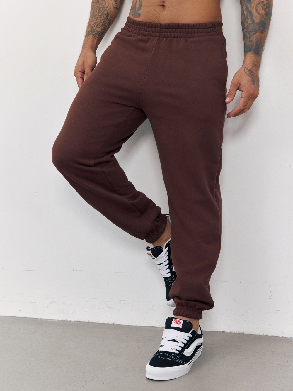 Брюки мужские с начесом "jogger fleece" (коричневый)